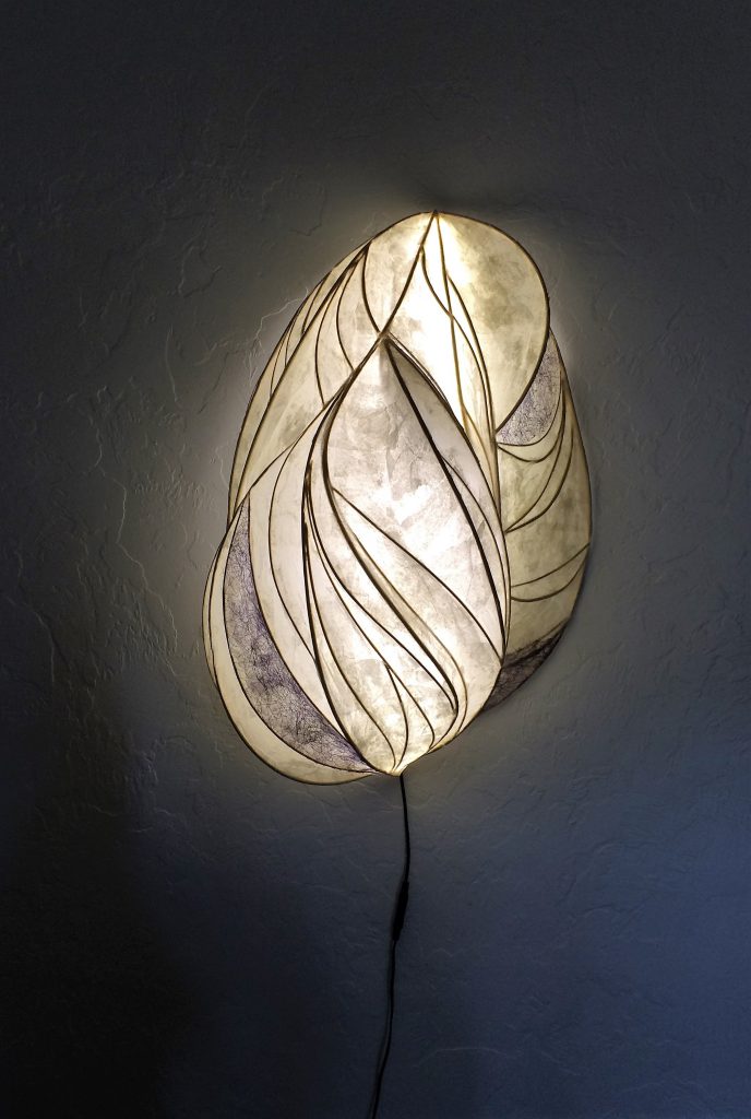 papier mache lamp illuminated sculpture wall hanging angelina fiber paper reed LED
